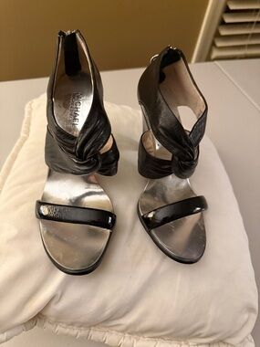 Michael Kors Black Knotted Leather Heeled Sandals